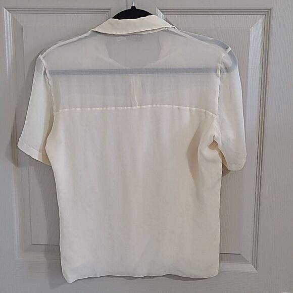 Marella 100% Silk Sheer Cream Blouse Size 12 Large - Picture 8 of 12